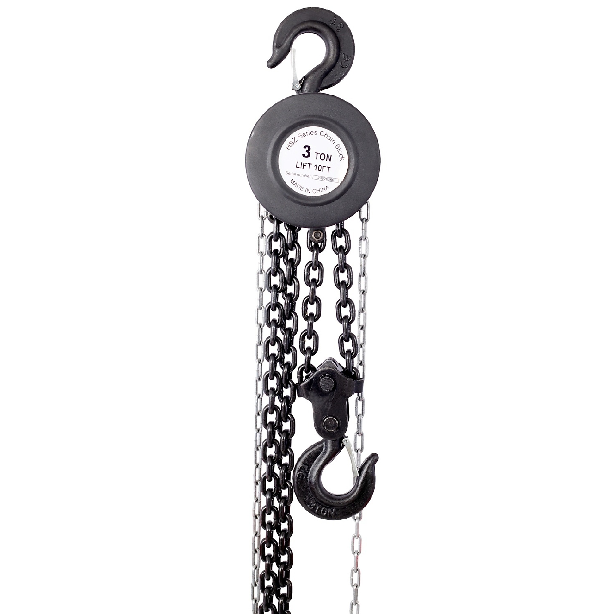 BlackTeck Chain Hoist — 10ft. Lift, 6600-Lb. Capacity, Heavy-Duty Hooks, Black, Model# N2-57615